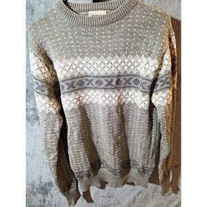 Vintage Larry Price Knitwear for Carson Pirie Scott Fair Isle Sweater Men L Gray